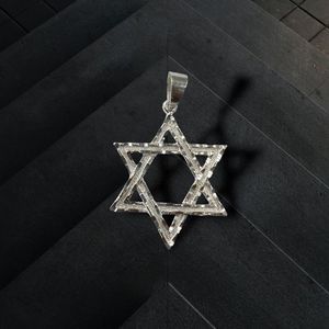 Sterling Silver 925 Star of David Pendant Charm Diamond Cuts